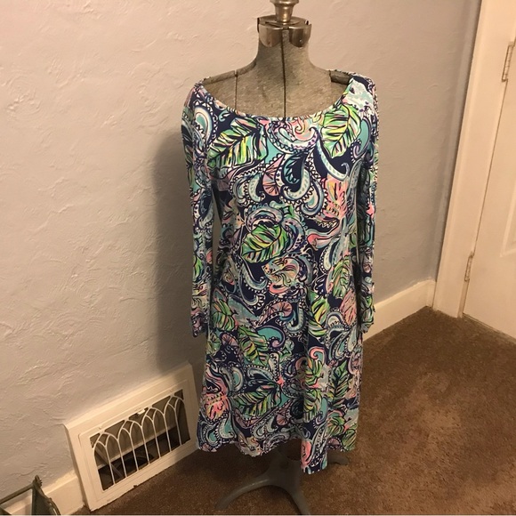Lilly Pulitzer Edna Knit Dress Hanging With Fronds  Size M - Picture 1 of 7
